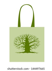 Green bag with big tree for your design