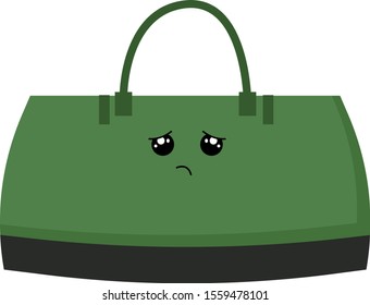 Green bag, illustration, vector on white background.