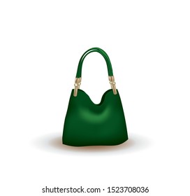 Green bag on white background, vector