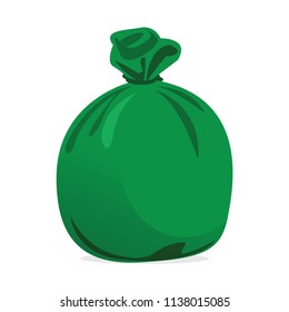 green bag plastic waste and concept the color of green garbage bags is biodegradable compostable waste, illustration (vector)