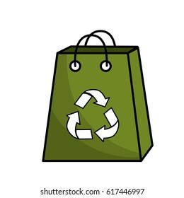 green bag with reduce, reuse and recycle symbol