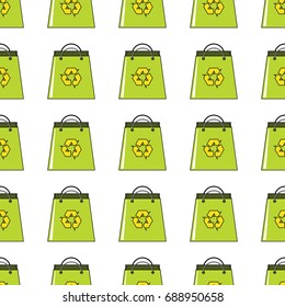 Green bag seamless pattern in cartoon style isolated on white background vector illustration