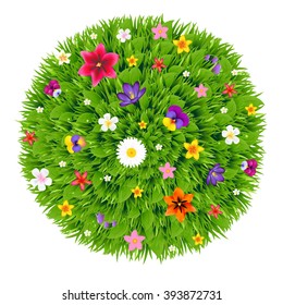 Grüner Ball mit Blumen mit Farbverlauf-Mesh, Vektorgrafik
