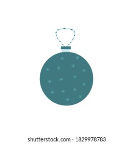 Green ball isolated on white background. Christmas decoration for the tree or holiday elements for the design of cards, posters, banners and congratulations. Vector image