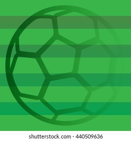 Green ball on green striped background. Euro 2016. Soccer background for poster, card, web. Football Championship. Vector illustration.