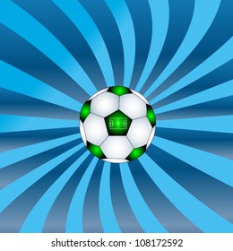 Green ball on a unique dark blue background