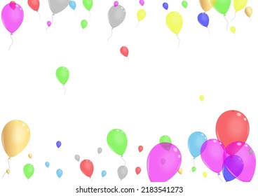 Green Balloon Background White Vector. Ballon Latex Banner. Blue Rainbow. Pink Helium. Surprise Falling Illustration.