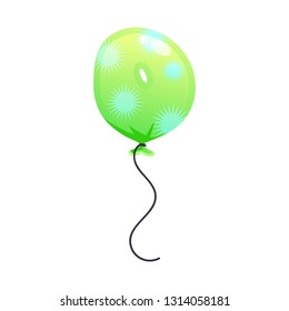 Green balloon with blue stars in shape of zero vector. Birthday, anniversary, new year. Text concept. Vector illustration can be used for topics like celebration, party, holiday
