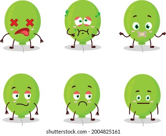 Green balloon cartoon character with nope expression. Vector illustration