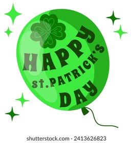 Green balloon with clover leaf and lettering St.Patricks Day vector illustration