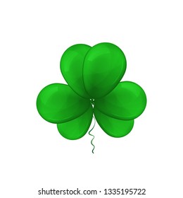 A green balloon clover. Saint Patricks day. Vector illustration.