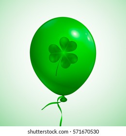 Green balloon with clover. St. Patrick's Day greeting element. Vector illustration, eps 10.

