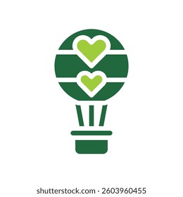 Green Balloon Heart, Vector Isolated on White