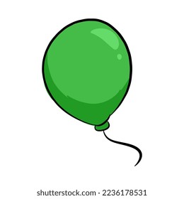 green balloon icon. concept of birthday, party, celebration, new year. for template, sticker, print, greeting card. hand drawn vector.