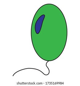 Green balloon isolated Illustration on white background.