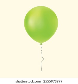 Green balloon isolated on a white background. Party decoration for birthday and celebrations. Vector realistic colorful festive 3d helium balloons.
