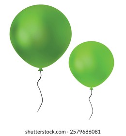 Green balloon isolated on a white background. Party decoration for birthday and celebrations. Vector realistic colorful festive 3d helium balloons.