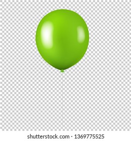 Green Balloon Isolated Transparent Background With Gradient Mesh, Vector Illustration