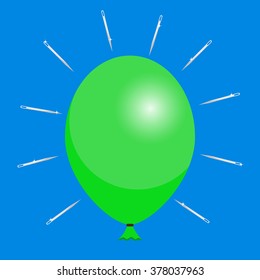 Green balloon and needles