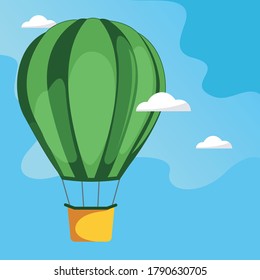 a green balloon on a blue sky. vector illustration.