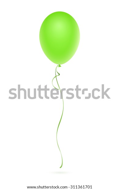 Green Balloon Ribbon Realistic Vector Illustration Stock Vector