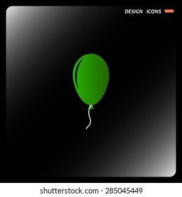 green Balloon sign icon. Birthday air balloon with rope or ribbon symbol. icon. vector design