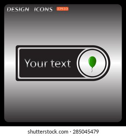 green Balloon sign icon. Birthday air balloon with rope or ribbon symbol. icon. vector design