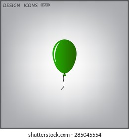 green Balloon sign icon. Birthday air balloon with rope or ribbon symbol. icon. vector design