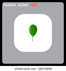 green Balloon sign icon. Birthday air balloon with rope or ribbon symbol. icon. vector design