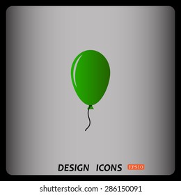 green Balloon sign icon. Birthday air balloon with rope or ribbon symbol. icon. vector design
