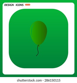 green Balloon sign icon. Birthday air balloon with rope or ribbon symbol. icon. vector design