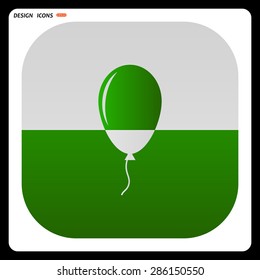 green Balloon sign icon. Birthday air balloon with rope or ribbon symbol. icon. vector design