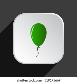 green Balloon sign icon. Birthday air balloon with rope or ribbon symbol. icon. vector design