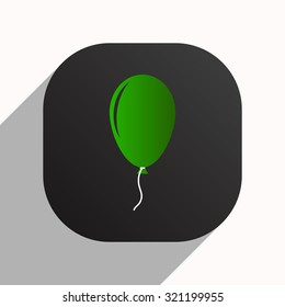 green Balloon sign icon. Birthday air balloon with rope or ribbon symbol. icon. vector design