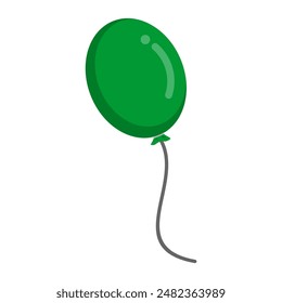 Green balloon vector illustration isolated on white background.