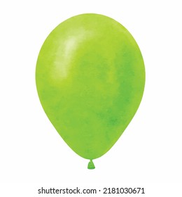 Green Balloon in watercolor style isolated on white background Realistic vector illustration Cartoon design for birthday holiday greeting and wedding card celebration Useful for decoration poster 