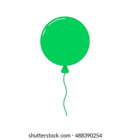 Green balloon with white background. The air. Filled with. Bouncy ball. Round object. For walks in the fresh air. On celebration. For a holiday. In games. For mood. To birthday party. Anniversary. Eps