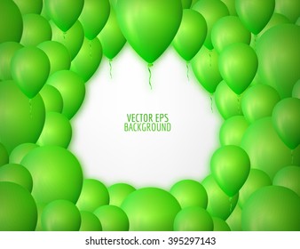 Green balloons background. Vector illustration