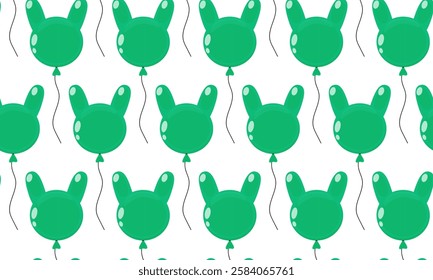 Green balloons with bunny ears in a repeating pattern for festive decoration