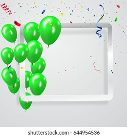 Green Balloons celebration Background.