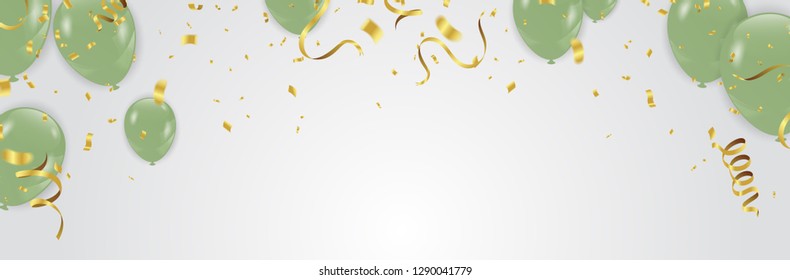 Green balloons with  Decorative element for party invitation design. Vector illustration