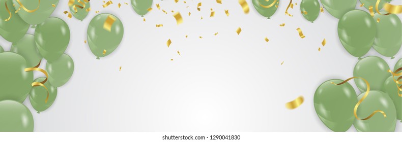 Green balloons with  Decorative element for party invitation design. Vector illustration