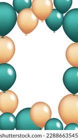 Green balloons, gold and silver, vector illustration for graduation party 2023