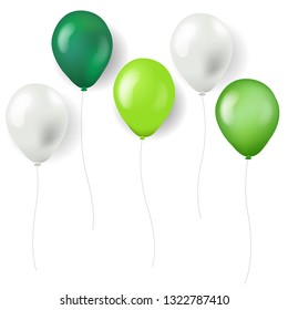 Green Balloons Isolated With Gradient Mesh, Vector Illustration