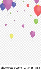 Green Baloon Background Transparent Vector. Toy Creative Template. Bright Reflection. Multicolor Air. Surprise Ribbon Banner.