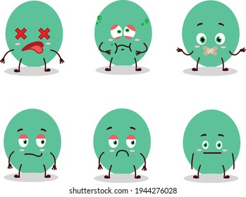 Green baloon cartoon character with nope expression