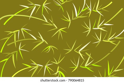Green Bamboo Background. Beautiful Twigs Pattern for Textile, Paper, Packaging Paper, Tile, Tablecloth, Fabric. Bamboo Leaves. Twigs. Abstract Green Bamboo Background in Asian Style. Leaves Pattern.