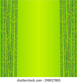 Green bamboo background. Vector illustration. Freehand drawing