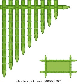 Green bamboo background. Vector illustration. Freehand drawing