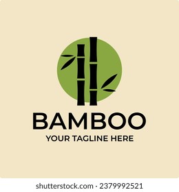logotipo de bambú verde vector ilustración simple plantilla icono diseño gráfico